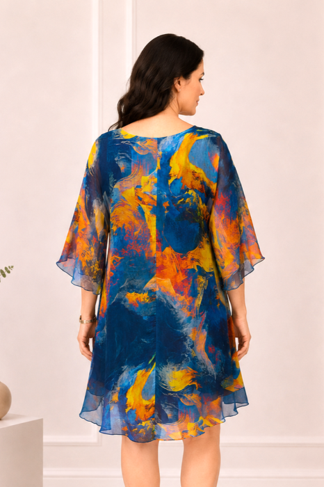 Rochie din mătase mărime universală cu imprimeu abstract [3]