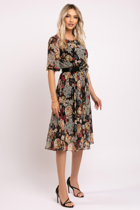 Rochie Ela din voal cu imprimeu floral [2]