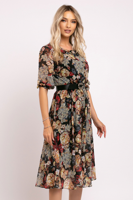 Rochie Ela din voal cu imprimeu floral [5]