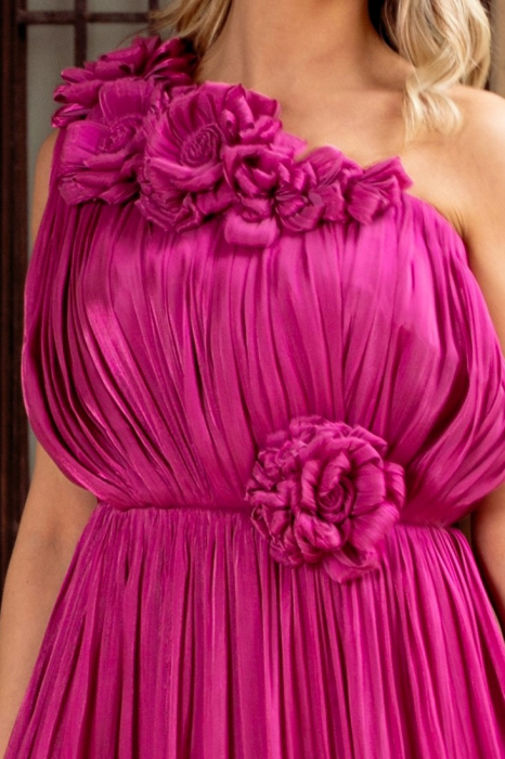 Rochie eleganta fucsia mărime mare cu flori 3D [3]