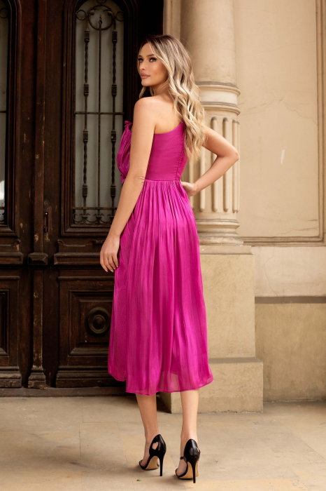 Rochie eleganta fucsia mărime mare cu flori 3D [4]