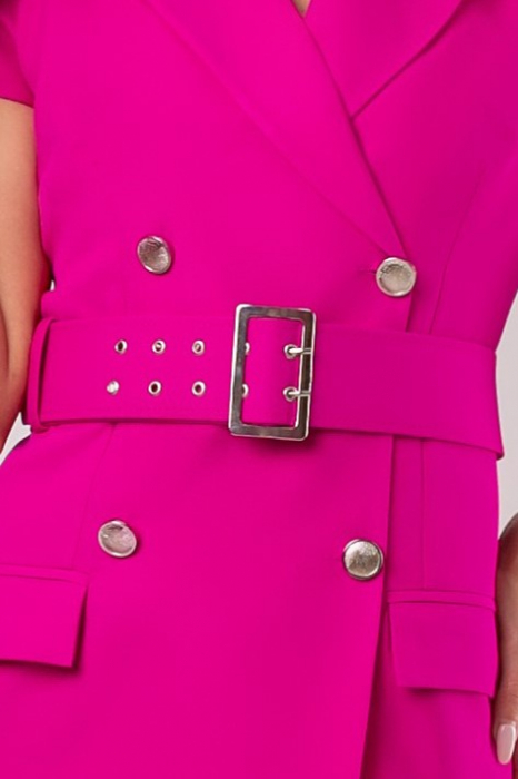 Rochie elegantă fucsia tip sacou cu mânecă scurtă [7]