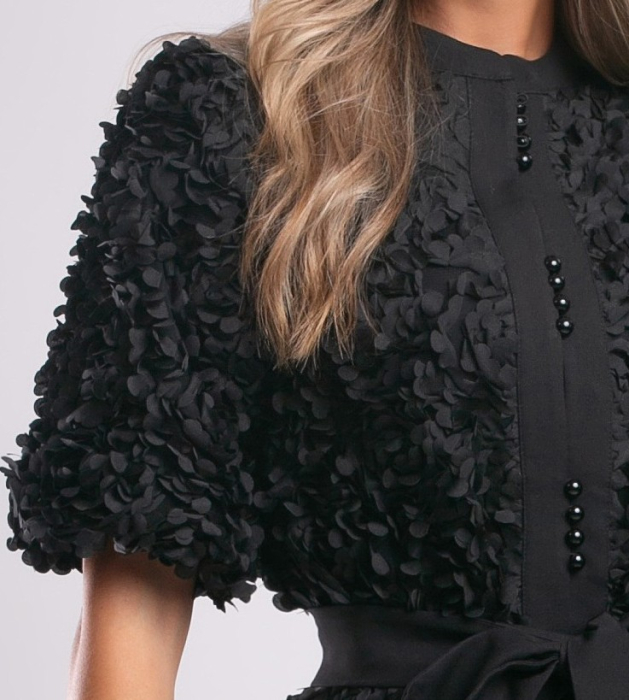 Rochie elegantă neagră cu aplicații 3D [7]