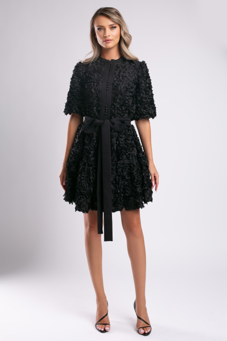 Rochie elegantă neagră cu aplicații 3D [2]