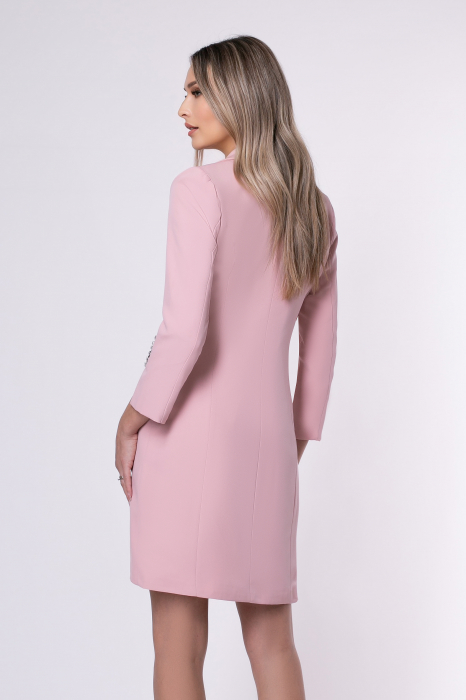 Rochie elegantă roz tip sacou accesorizată pe mânecă [3]