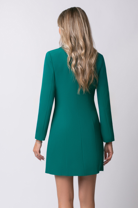 Rochie elegantă verde tip sacou cu doua rânduri nasturi [3]