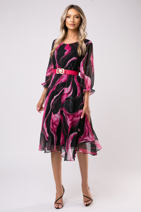 Rochie Elena cu imprimeu fucsia mărime mare [5]