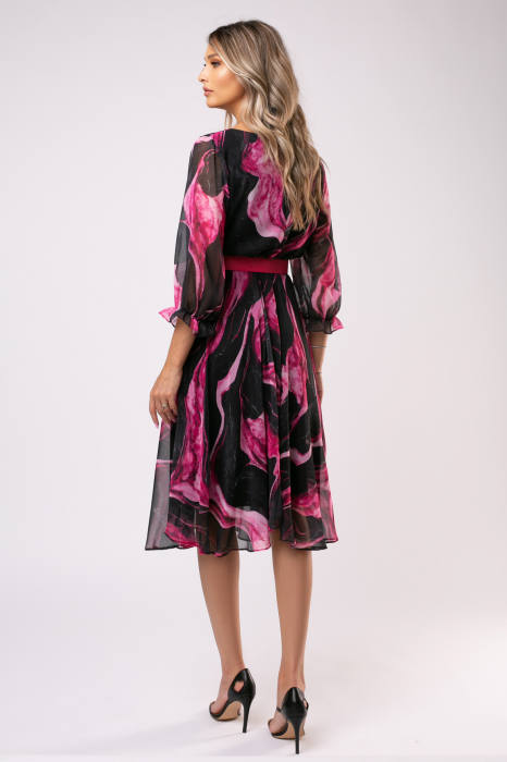 Rochie Elena cu imprimeu fucsia mărime mare [3]