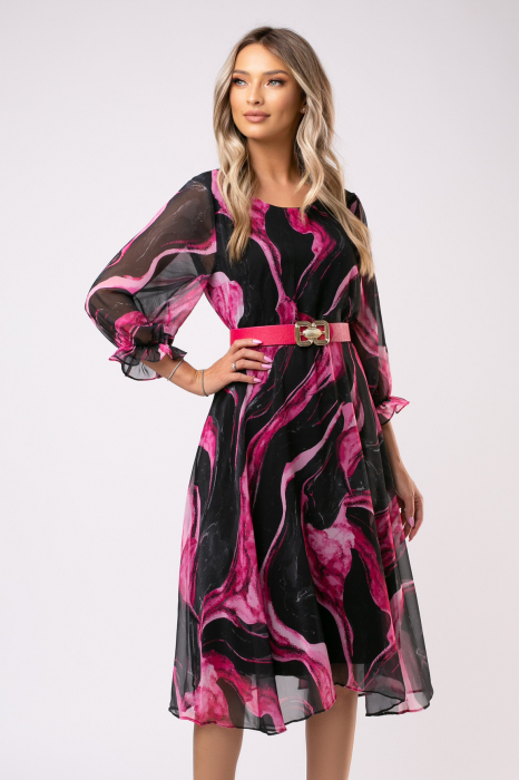 Rochie Elena cu imprimeu fucsia mărime mare [6]