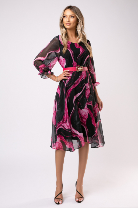 Rochie Elena cu imprimeu fucsia mărime mare [2]
