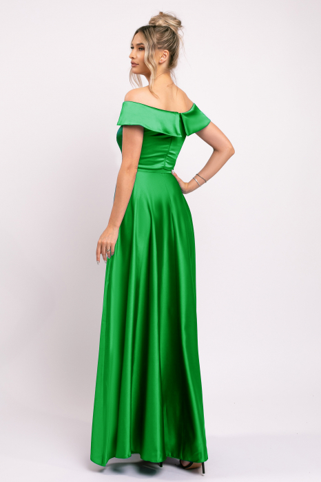 Rochie Elis lungă, verde neon cu umerii cazuți [3]