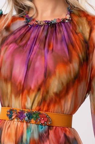 Rochie Elisium portocalie de ocazie din mătase [4]