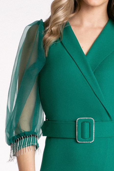 Rochie Noa de ocazie verde cu accesoriu tip lanț la mâneci [3]
