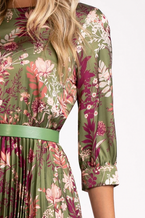 Rochie Favori verde cu imprimeu floral și fustă cu pliuri [4]