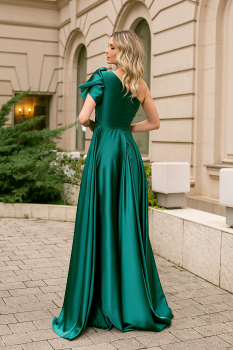 Rochie Fiore verde cu volan 3D pe umăr [3]