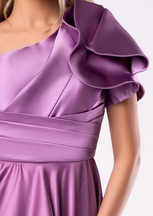 Rochie Fiore lila cu volan 3D pe umăr [5]