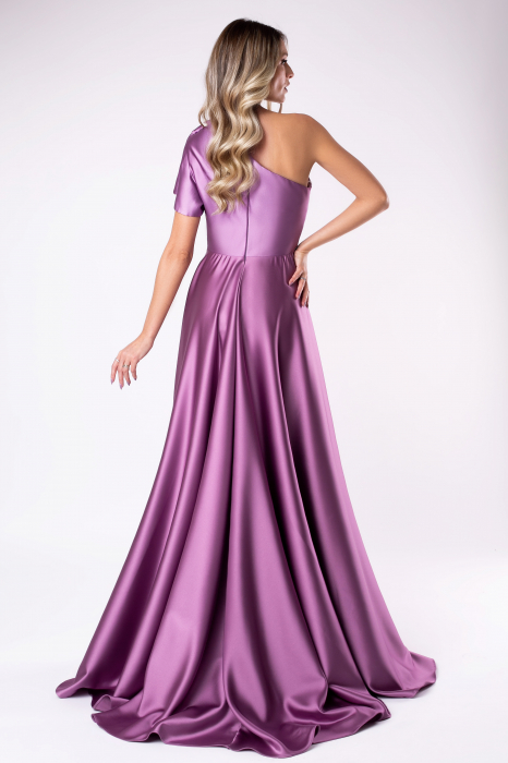 Rochie Fiore lila cu volan 3D pe umăr [4]