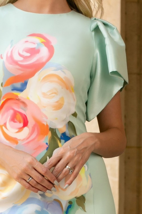 Rochie Hera verde mint cu mâneci bufante [4]