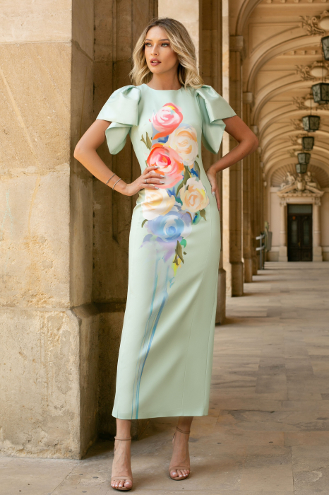 Rochie Hera verde mint cu mâneci bufante [2]