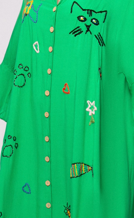 Rochie Iustina verde cu figurine brodate [3]