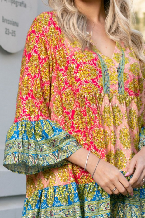 Rochie Karina Boho style cu imprimeu auriu [4]