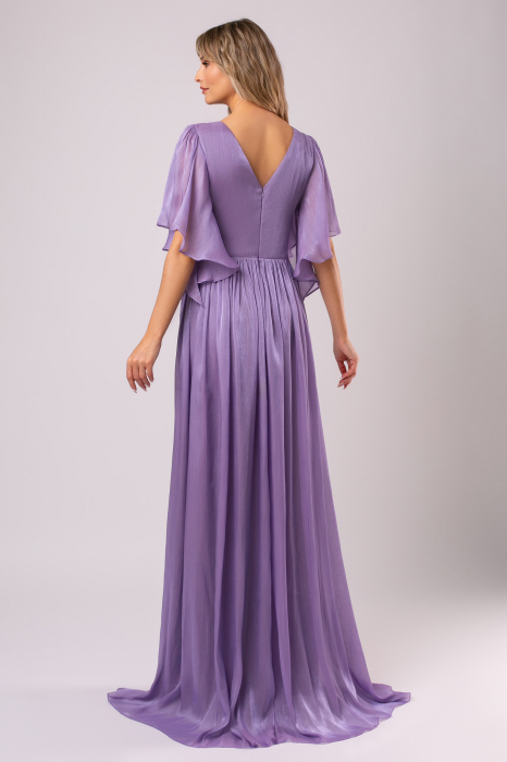 Rochie lungă lila de ocazie mărime mare cu floare 3D [3]