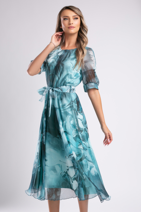 Rochie Margo verde mentă cu imprimeu floral [1]