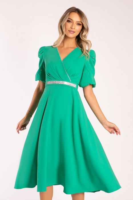 Rochie Megan de ocazie verde accesorizată cu ștrasuri [5]