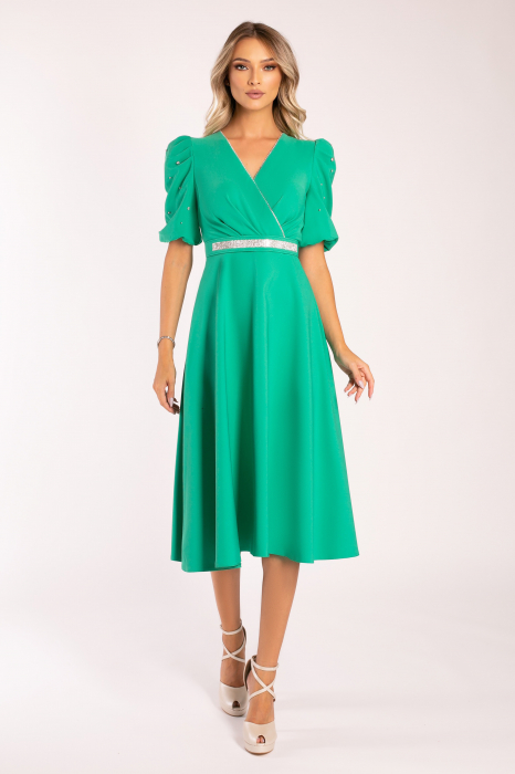 Rochie Megan de ocazie verde accesorizată cu ștrasuri [4]