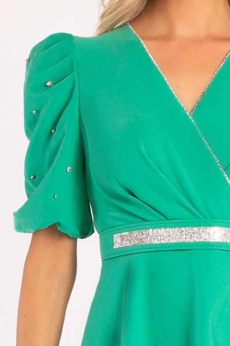 Rochie Megan de ocazie verde accesorizată cu ștrasuri [6]