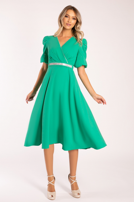 Rochie Megan de ocazie verde accesorizată cu ștrasuri [2]