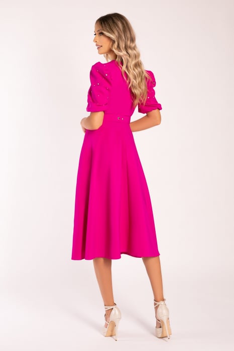 Rochie Megan de ocazie fucsia accesorizată cu ștrasuri [3]