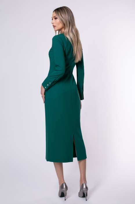 Rochie midi elegantă verde accesorizată cu pietricele [4]