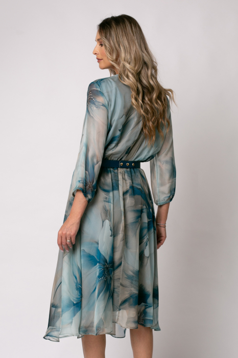 Rochie midi mărime mare cu imprimeu floral albastru degrade [3]