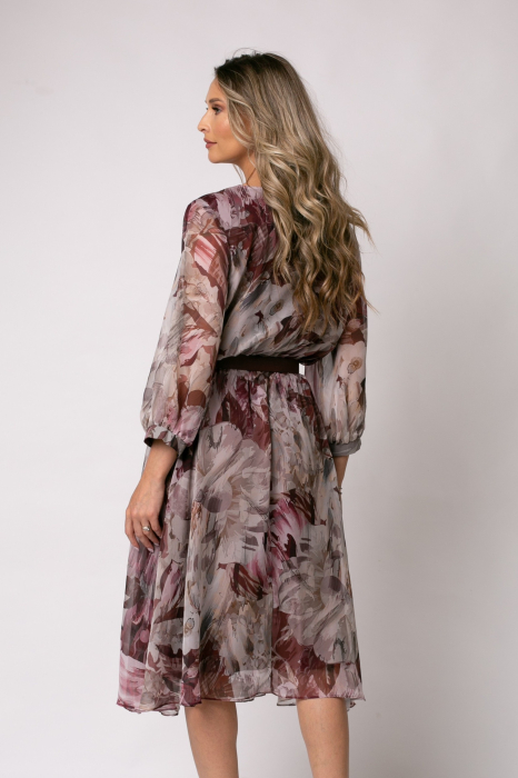 Rochie burgund mărime mare cu imprimeu floral [3]