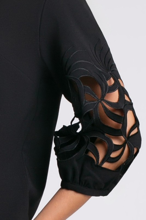 Rochie midi neagră cu mâneci bufante [7]