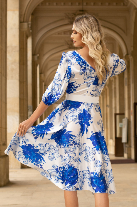 Rochie Minell cu imprimeu floral și mâneci trei sferturi [3]