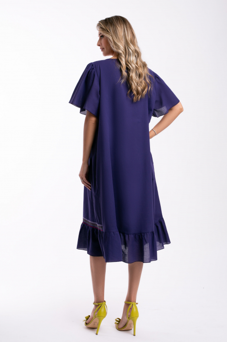 Rochie mov mărime mare accesorizată cu broderie [3]