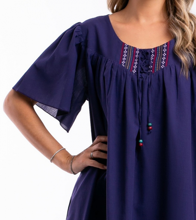 Rochie mov mărime mare accesorizată cu broderie [6]