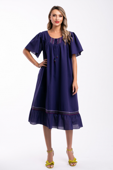 Rochie mov mărime mare accesorizată cu broderie [4]