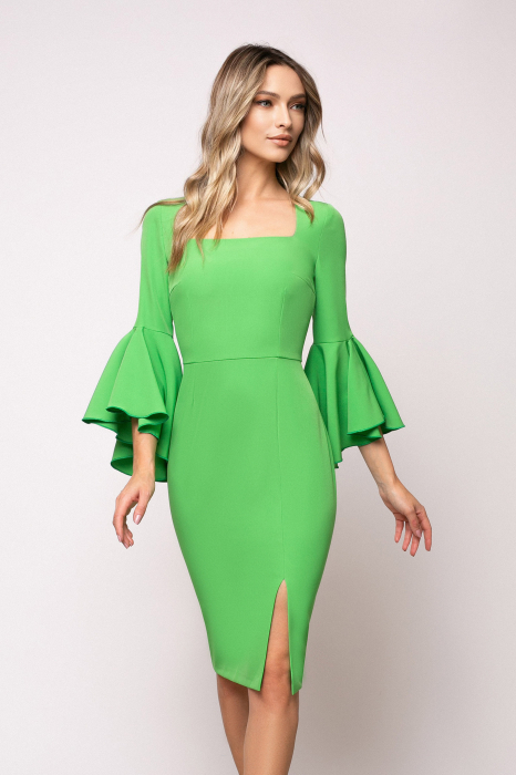 Rochie Moze verde cu volan la mânecă [4]