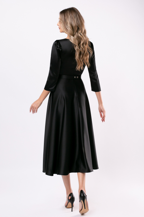 Rochie neagră elegantă accesorizată cu o floare 3D [4]