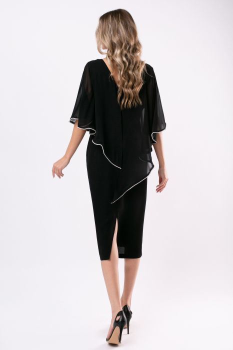 Rochie neagră mărime mare accesorizată cu flori 3D [6]