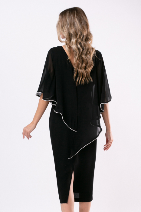 Rochie neagră mărime mare accesorizată cu flori 3D [3]