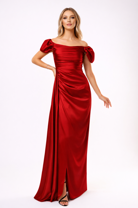 Rochie Nisa roșie de ocazie cu umeri bufanți [2]