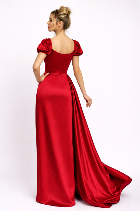 Rochie Nisa roșie de ocazie cu umeri bufanți [3]
