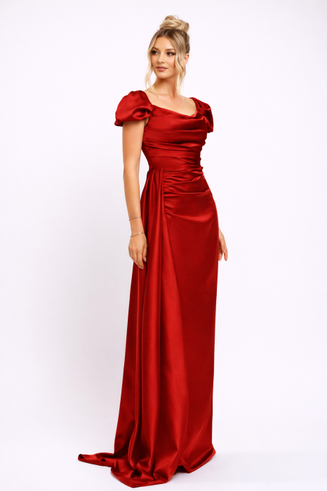 Rochie Nisa roșie de ocazie cu umeri bufanți [4]