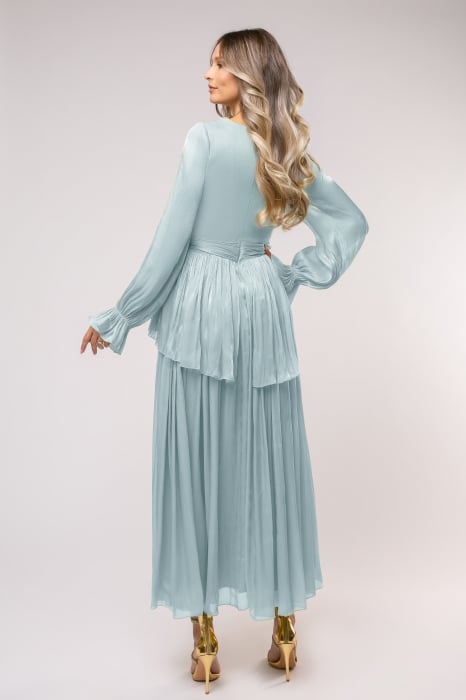 Rochie Polena verde mentă mărime mare cu flori 3D [3]