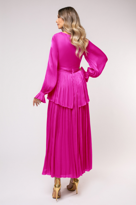 Rochie Polena fucsia mărime mare cu flori 3D [3]
