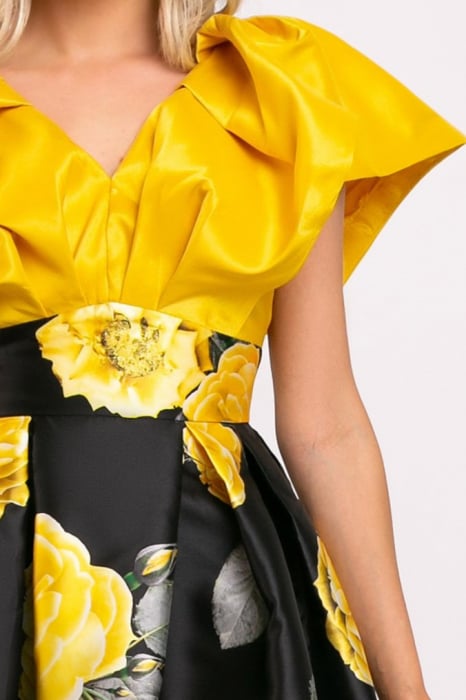 Rochie Rita galbenă elegantă din tafta [6]
